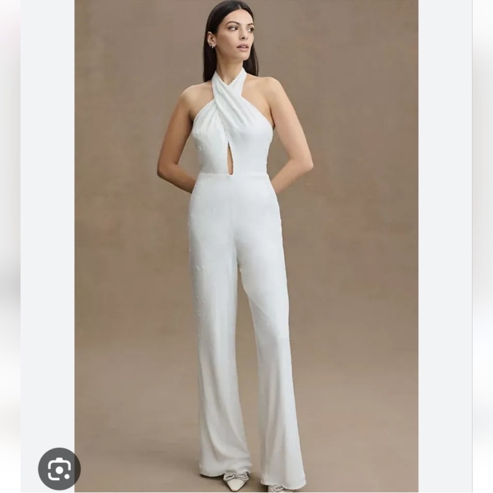 Halston Heritage White Keyhole Jumpsuit
